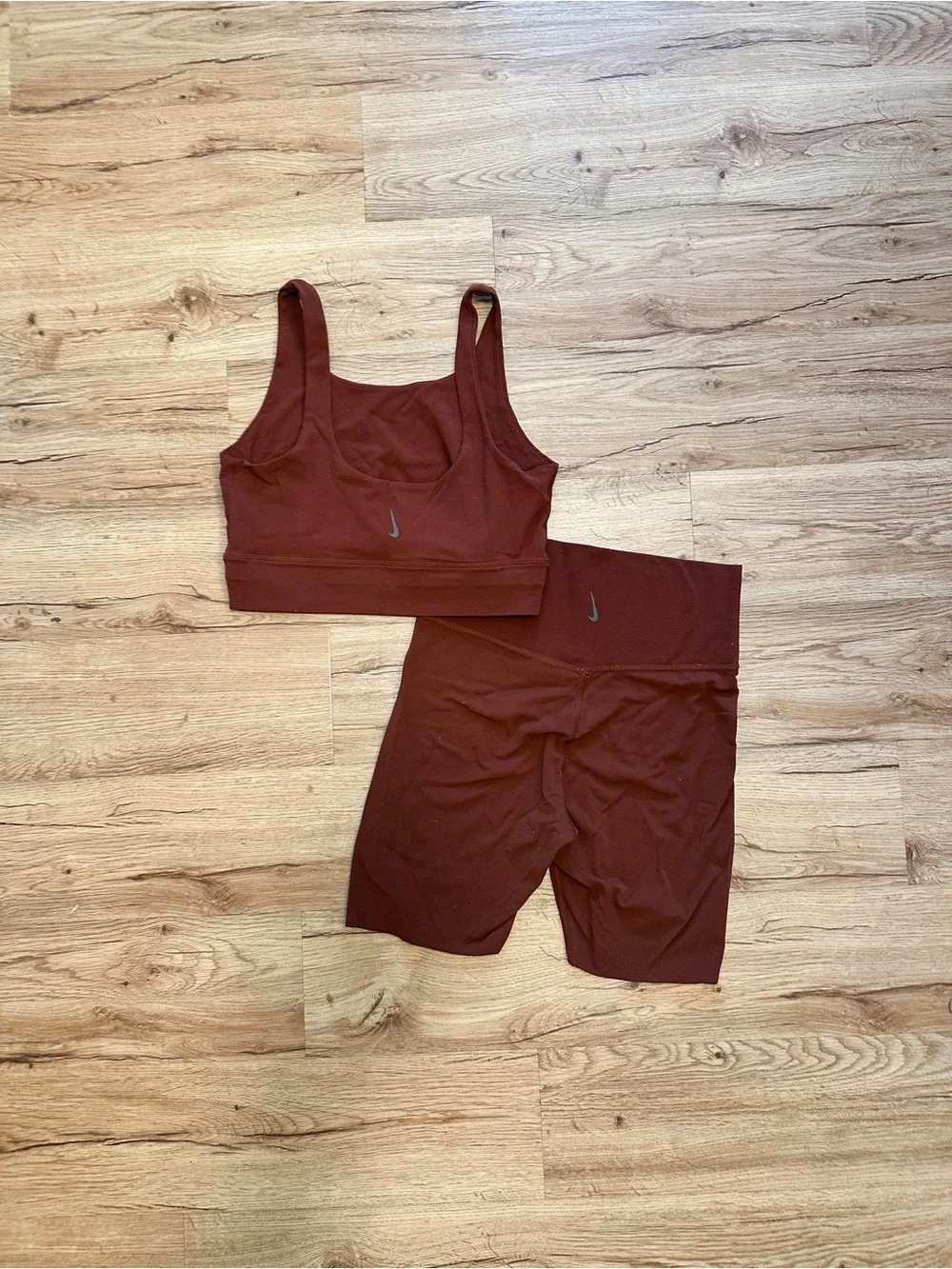 Nike Yoga Luxe Top & Short in Russet Red